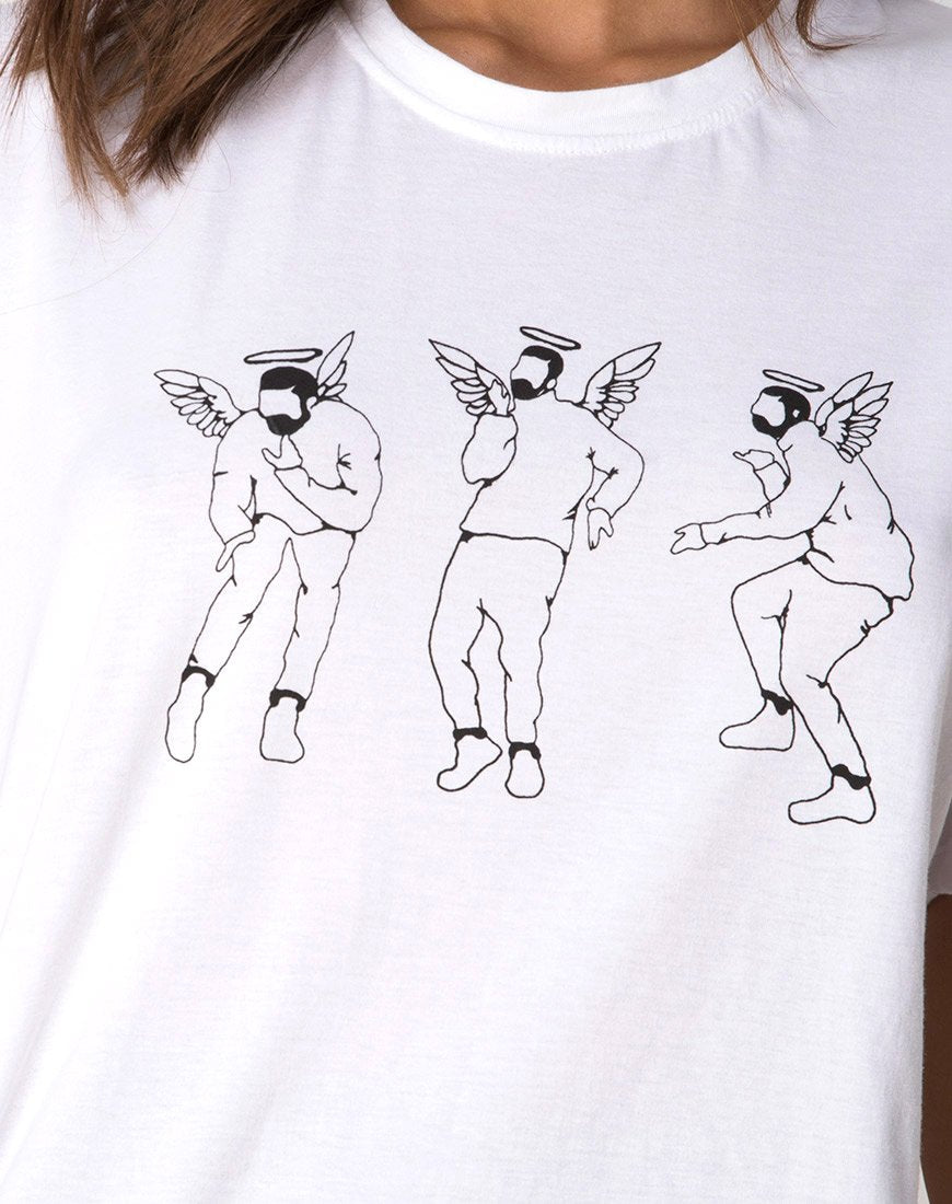 Bild von Oversize Basic Tee in Weiß mit tanzendem Erpel