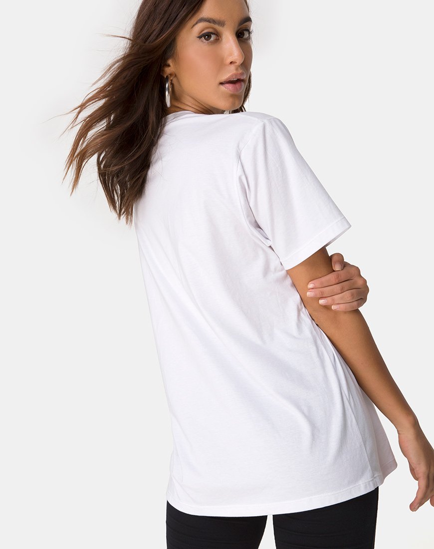 Oversize Basic Tee in Weiß mit tanzendem Erpel