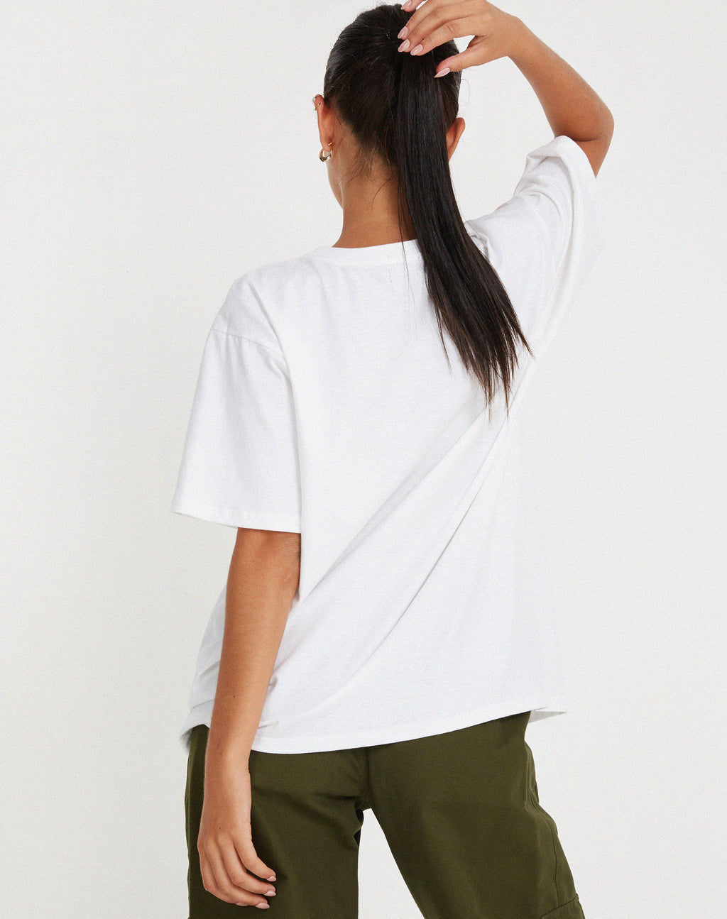 Oversize Basic Tee in Weiß Motel Angel