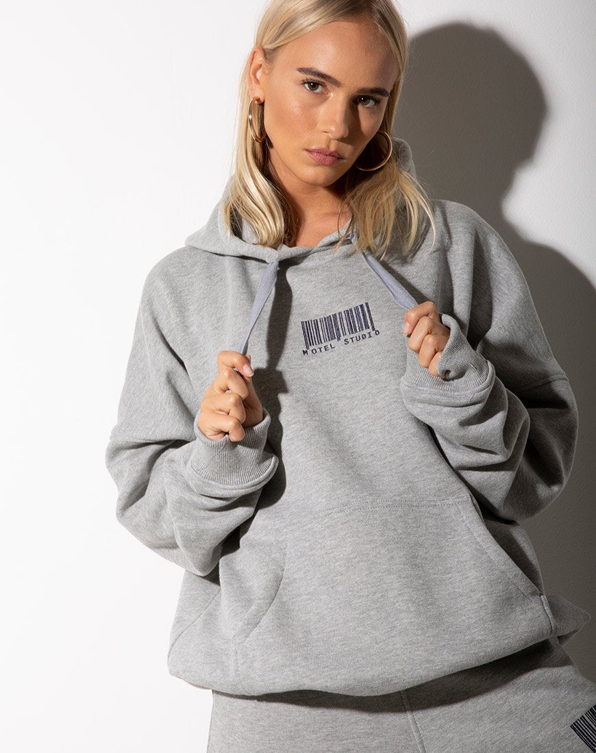 Übergroßer Kapuzenpulli aus Greymarl Motel Barcode Embro