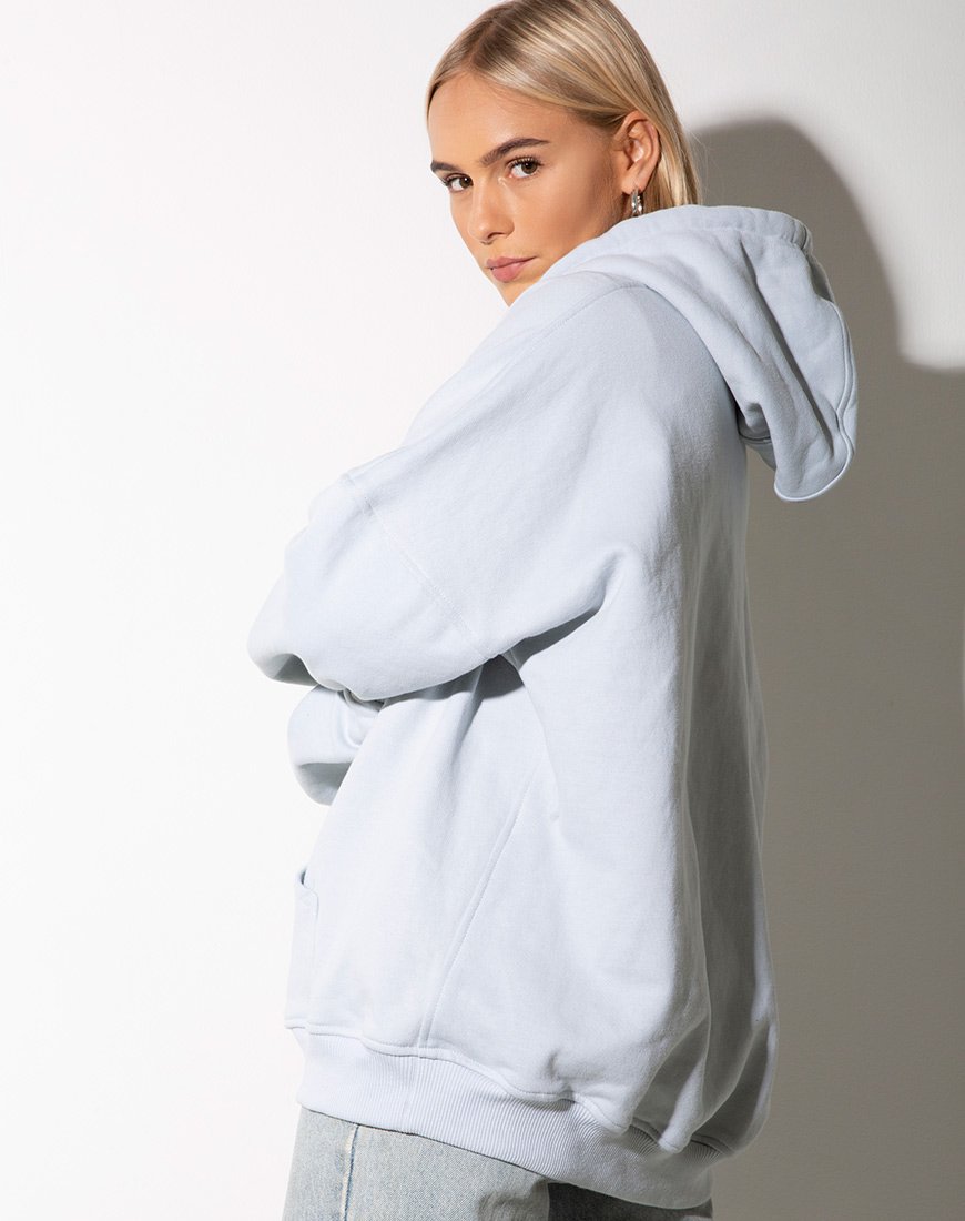 Image of Oversize-Kapuzenpulli in Babyblau mit Zitronenengel-Stickerei