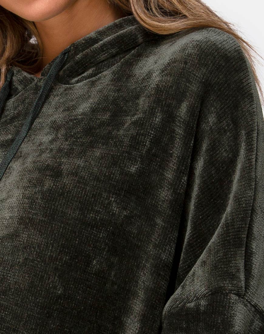 Bild von Oversize Hoody aus Chenille Olive