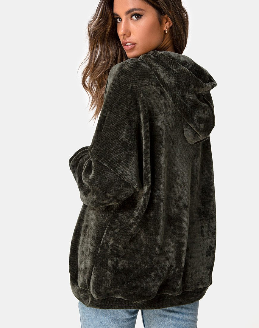 Bild von Oversize Hoody aus Chenille Olive