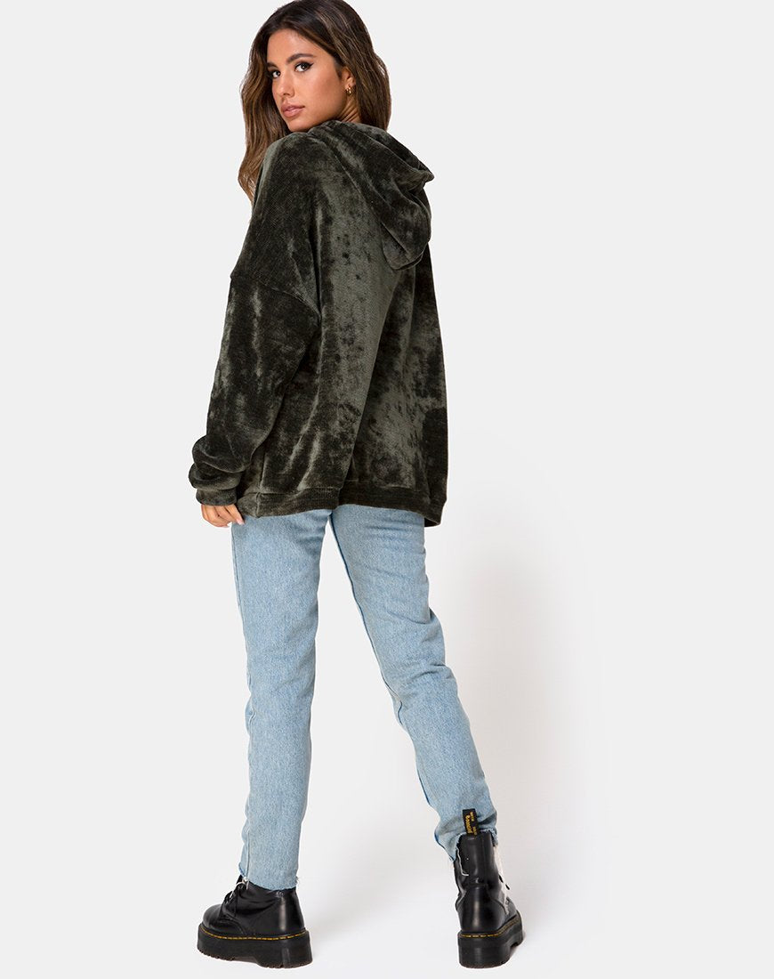 Bild von Oversize Hoody aus Chenille Olive