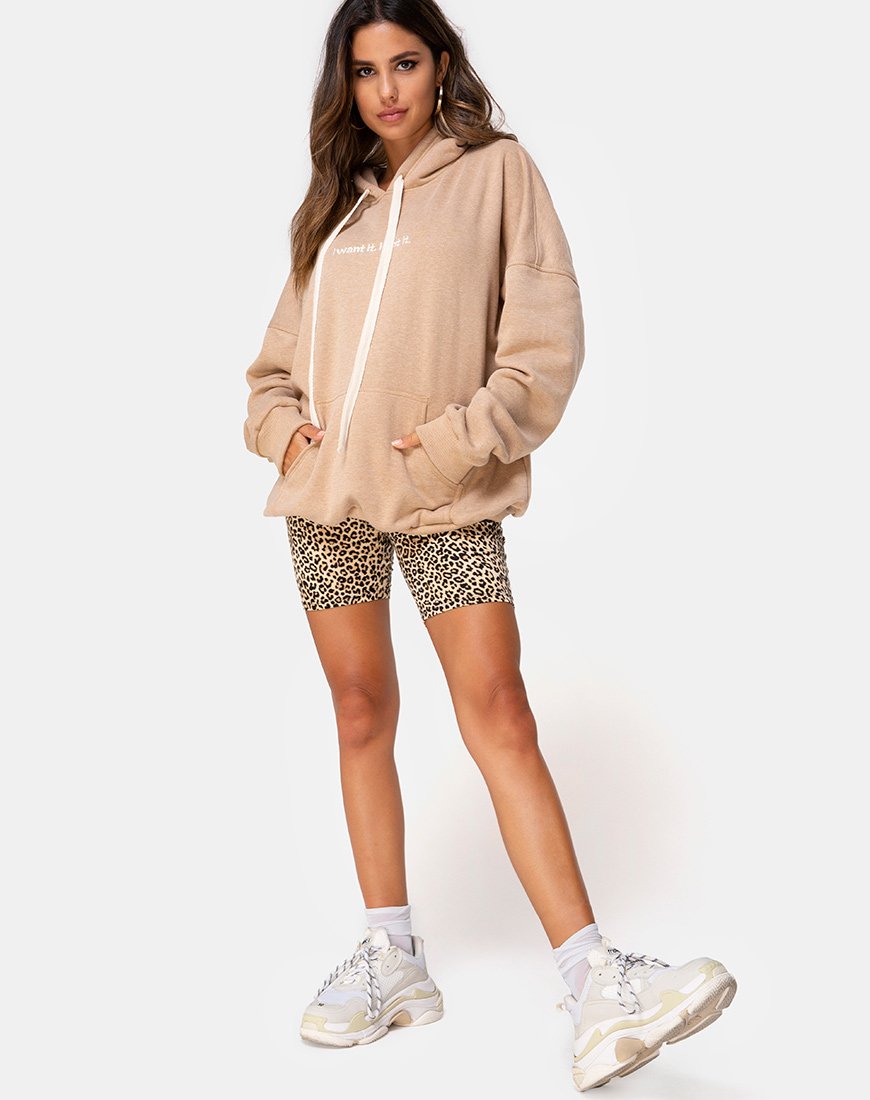 Bild von Oversize Hoody in Tan I Want it Embro