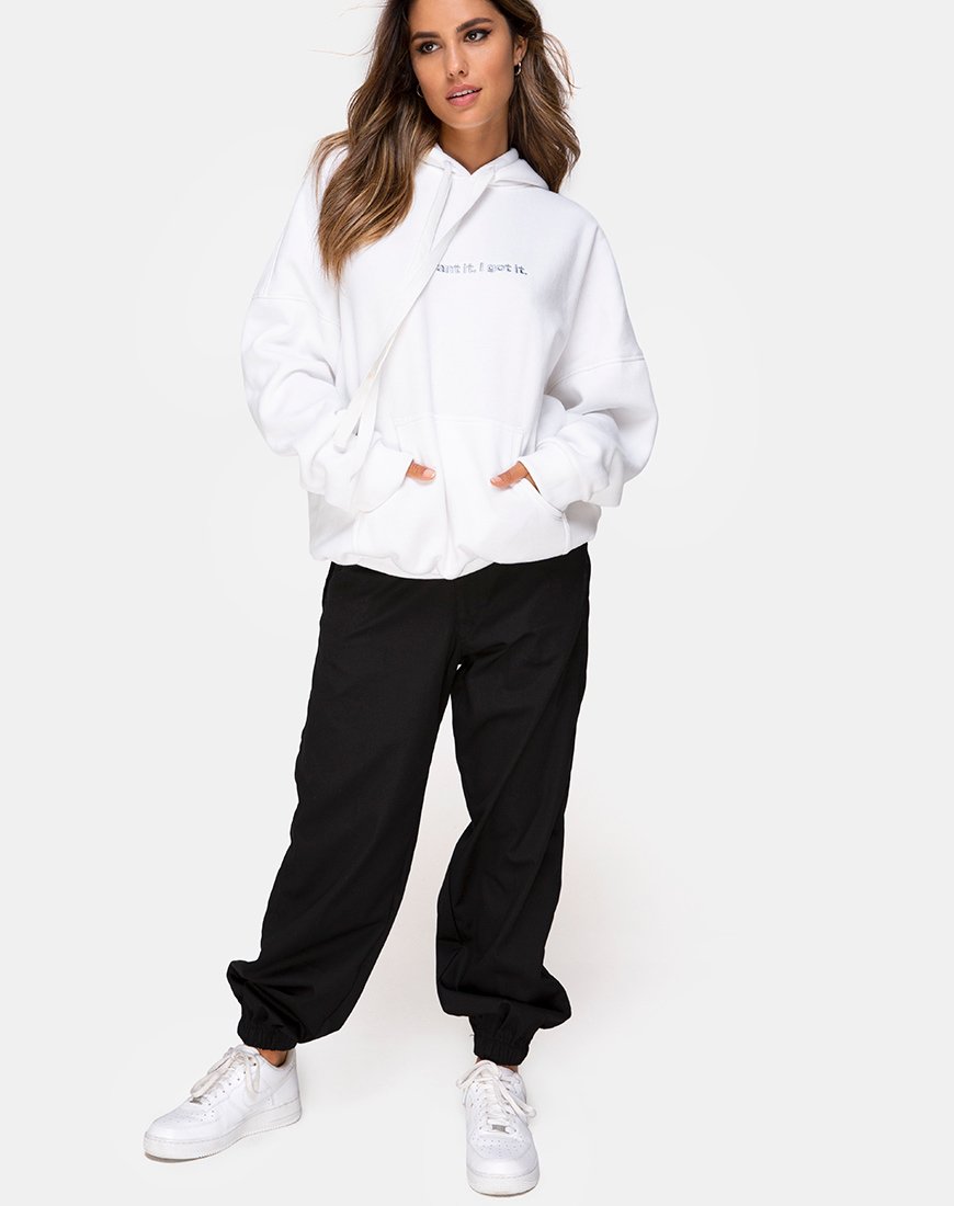 Bild von Oversize Hoody in Weiß I Want it Embro