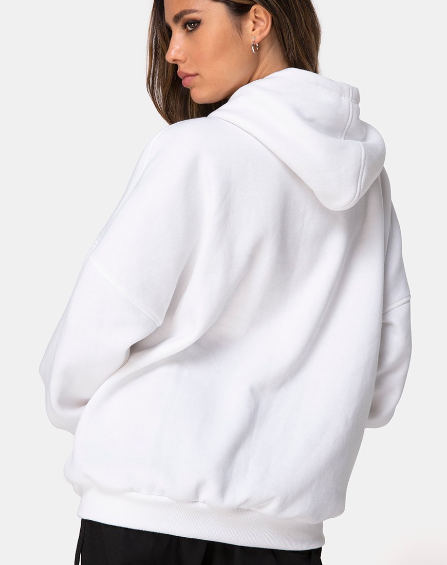 Oversize-Kapuzenpulli aus weißem I Want it Embro