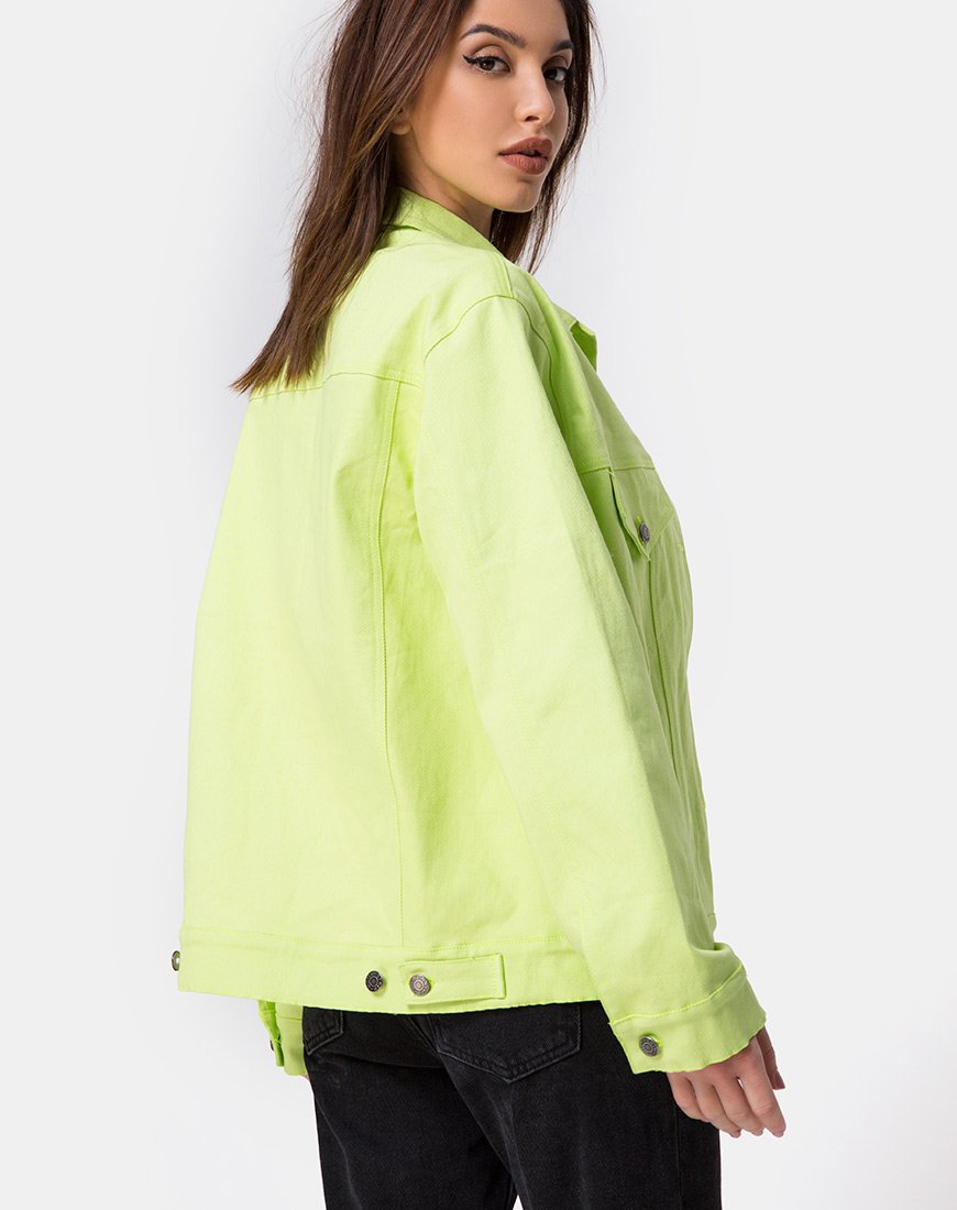 Oversize-Denimjacke in Limette