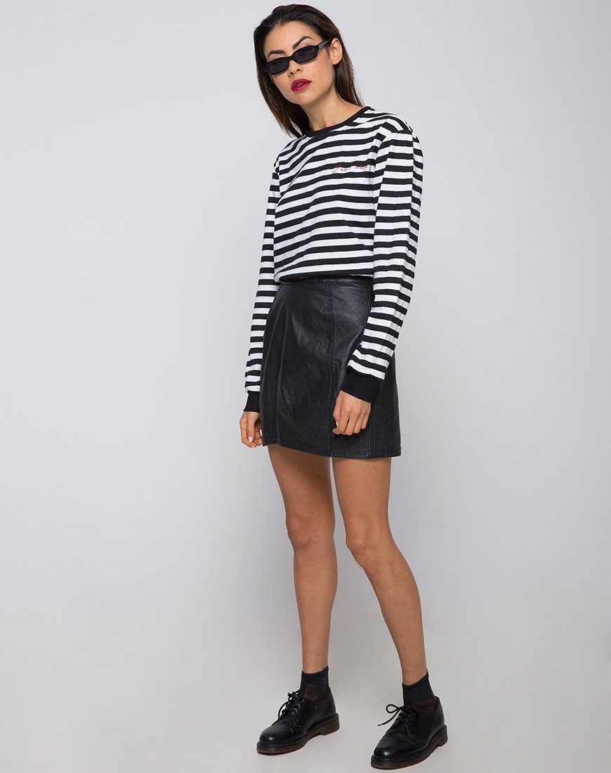 Bild von Oversize Longsleeve Tee in I Want Change BW Stripe