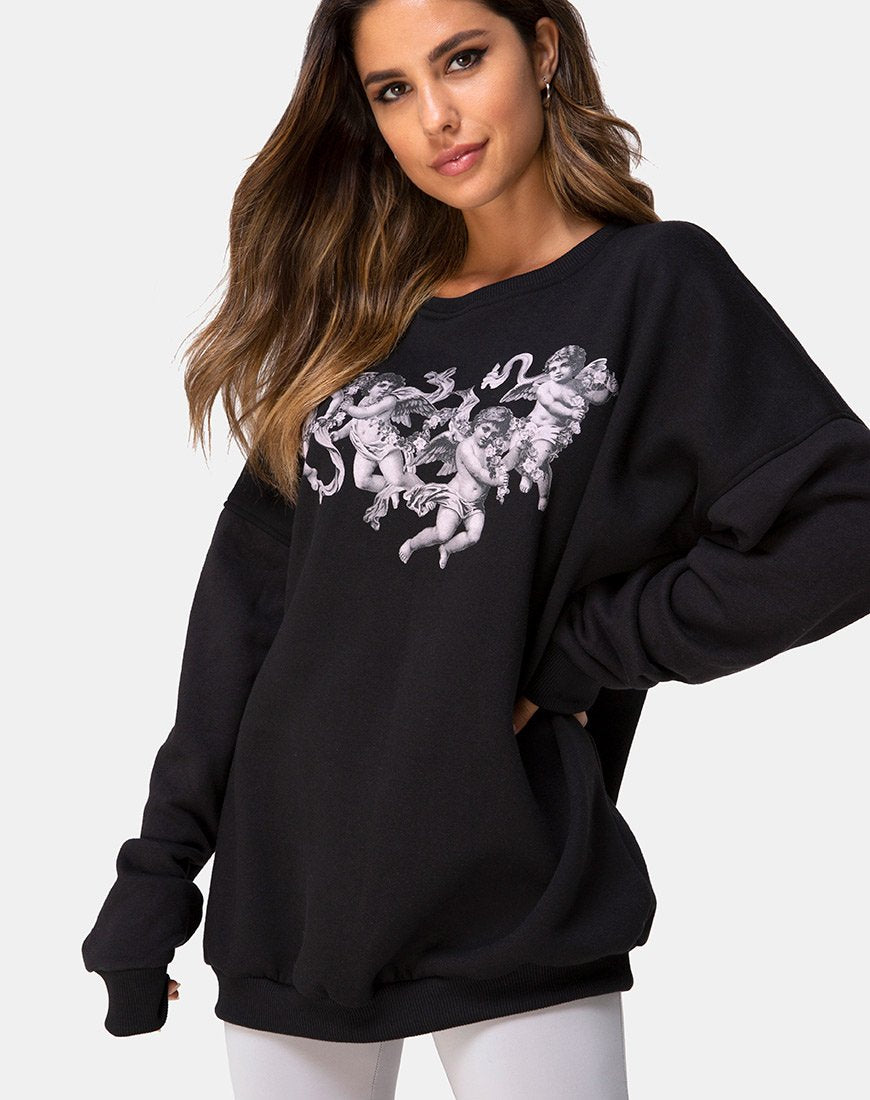 Sweatshirt in Schwarz Cherub