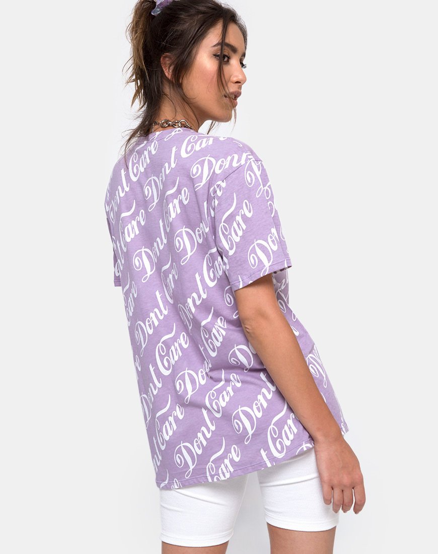 Oversize Basic Tee in Flieder "Don't Care"