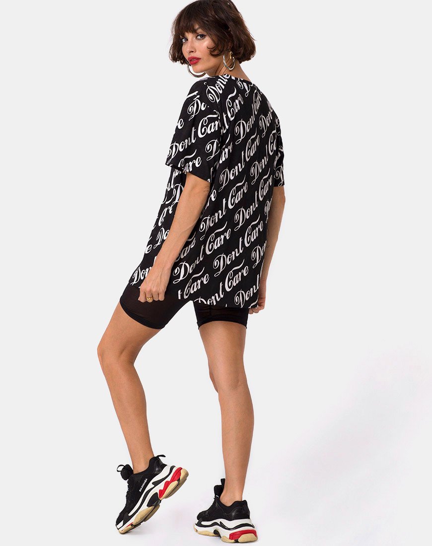 Bild von Oversize Basic Tee in Schwarz Don't Care Full Print von Mote