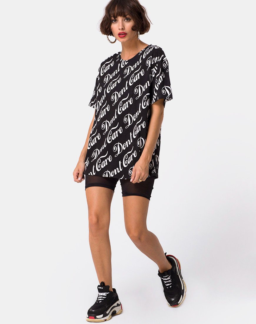 Bild von Oversize Basic Tee in Schwarz Don't Care Full Print von Mote