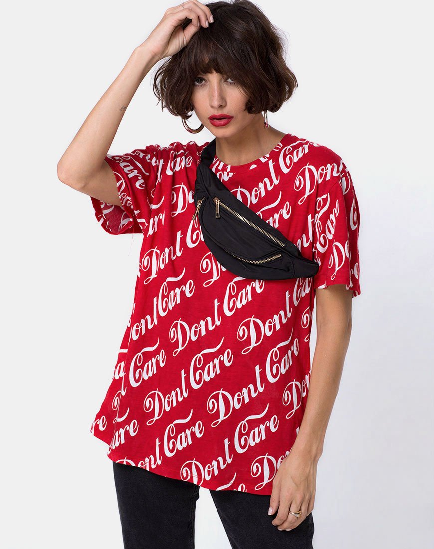 Oversize Basic Tee in Rot Don't Care Full Print