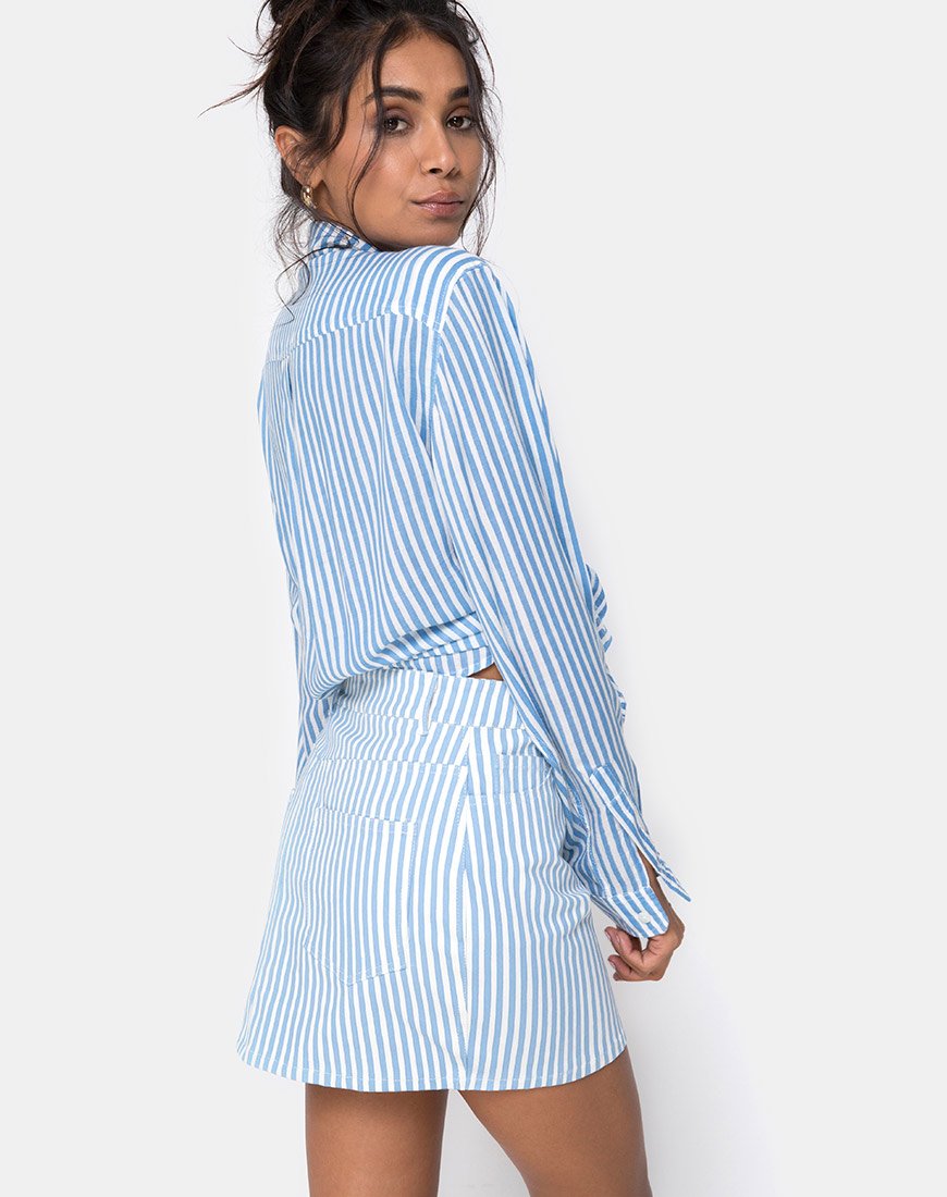 Bild von Mini Broomy Skirt in Basic Stripe Blau und Weiß