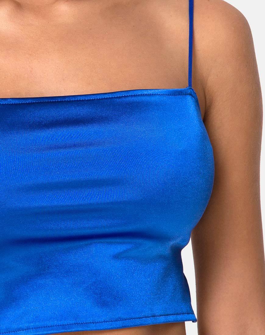 Bild von Cinia Crop Top aus Satin Saphir Spandex