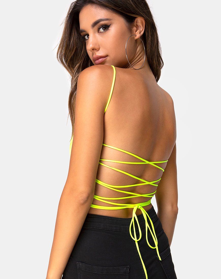 Bild von Ozka Crop Top aus Satin Neongelb