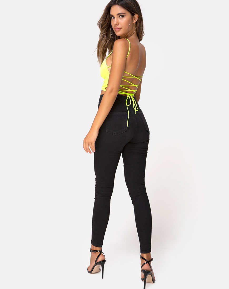 Bild von Ozka Crop Top aus Satin Neongelb