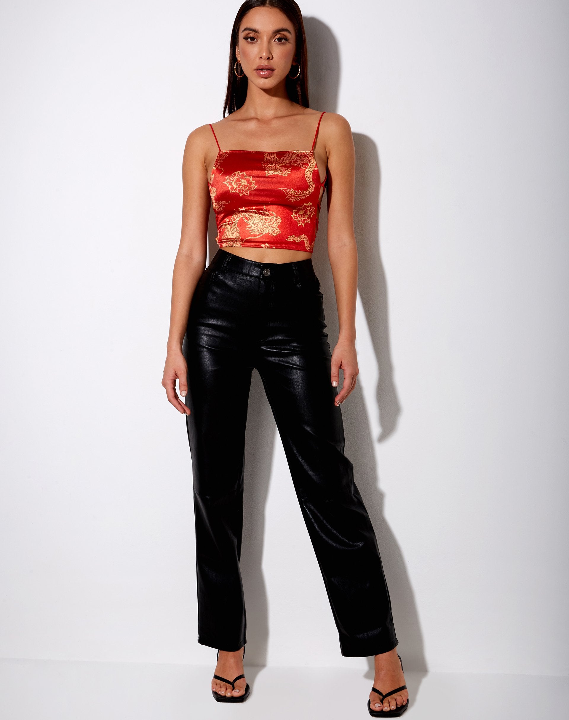 Bild von Ozka Crop Top in Drachenblume Rot und Gold