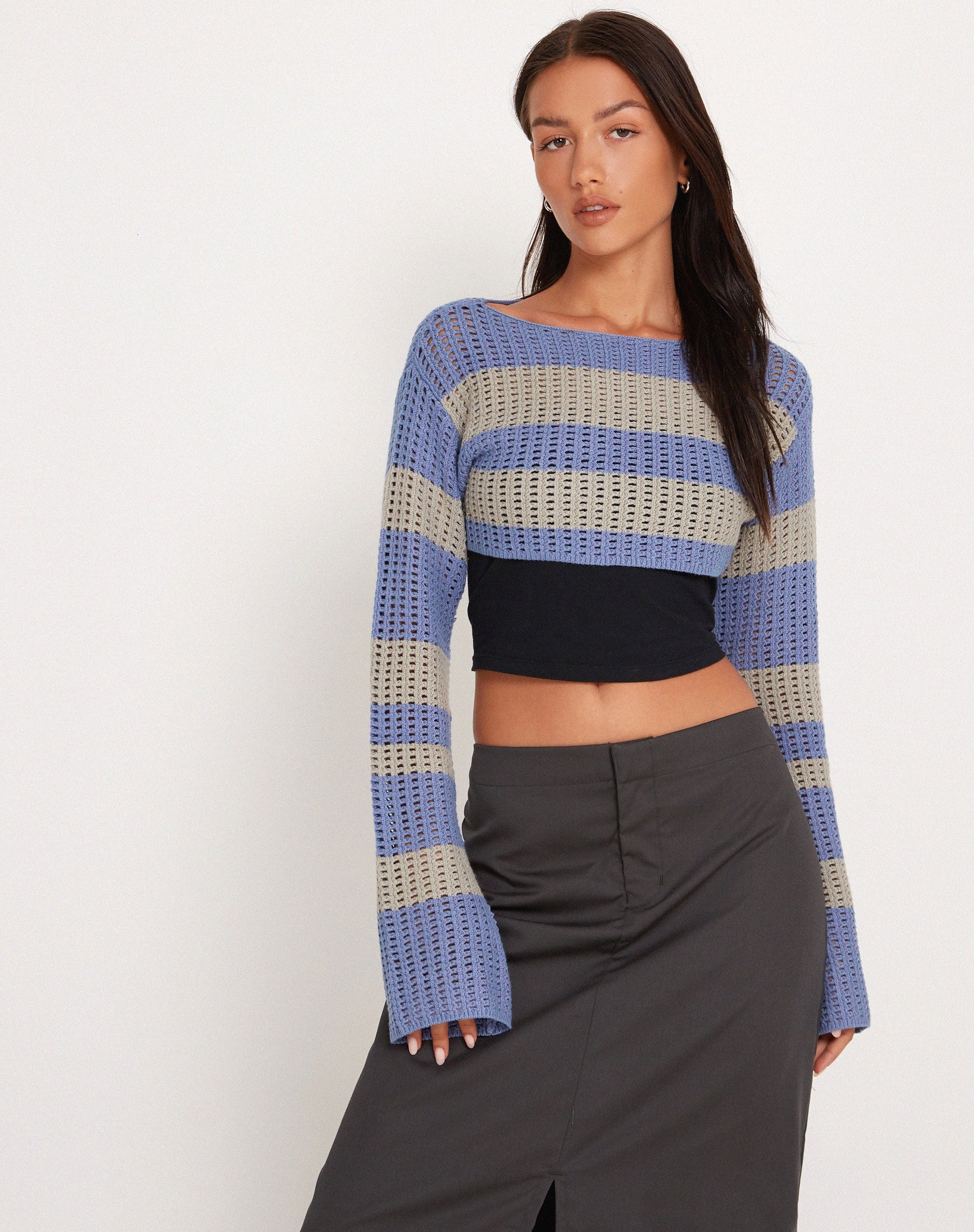 Bild von Ozzy Bolero Top in Grau Blau