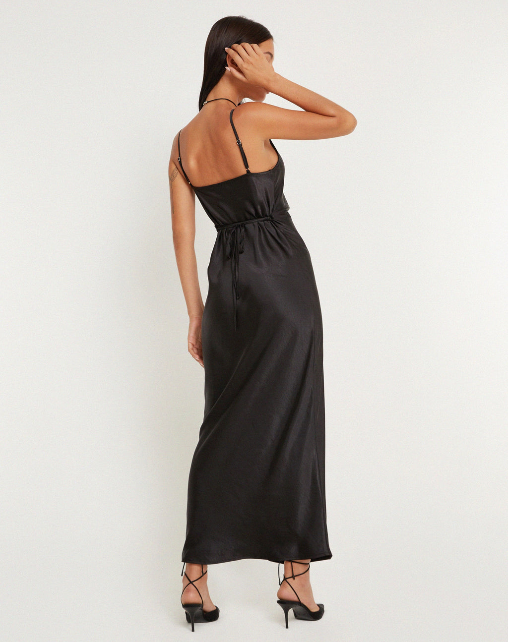 Padilla Maxikleid aus Satin Schwarz