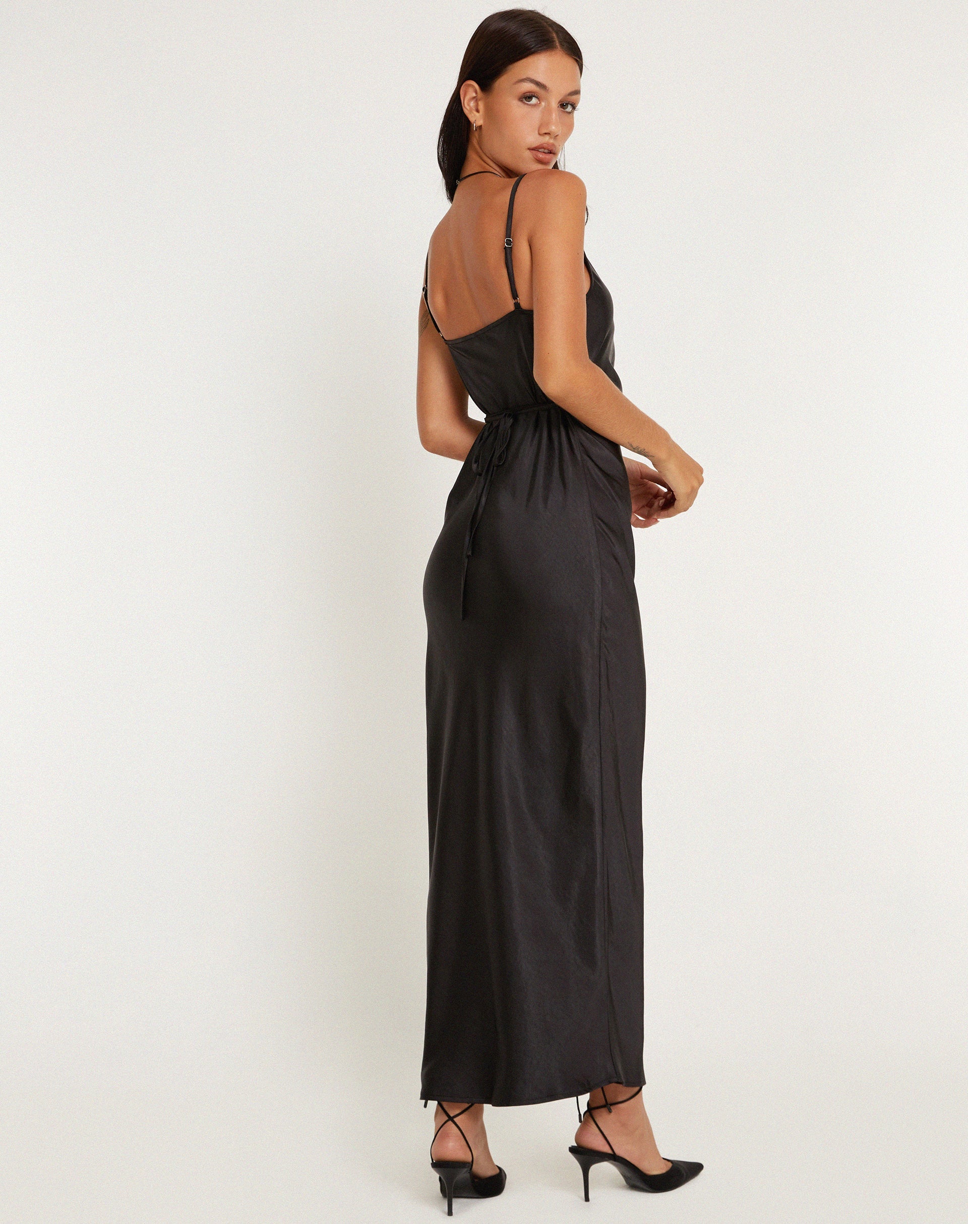 Bild von Padilla Maxikleid aus schwarzem Satin