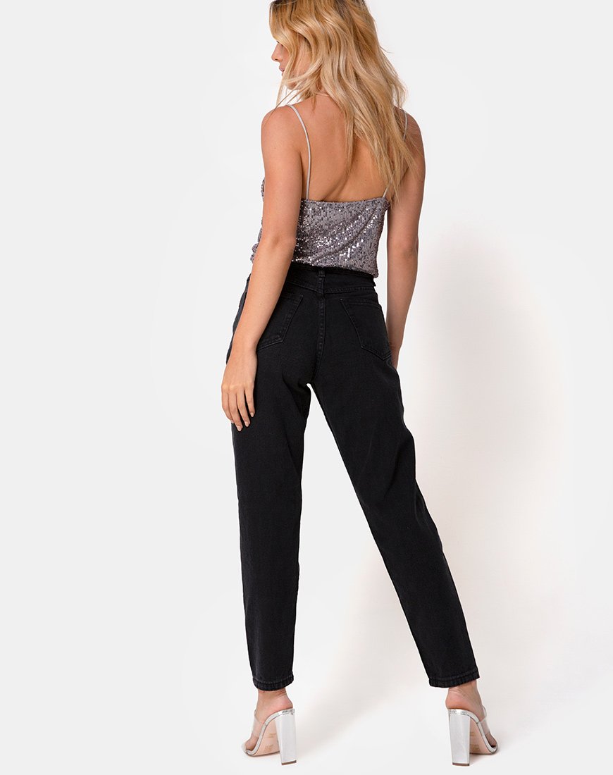 Bild von Paima Riemchen-Top aus Drape Net Pailletten Silber