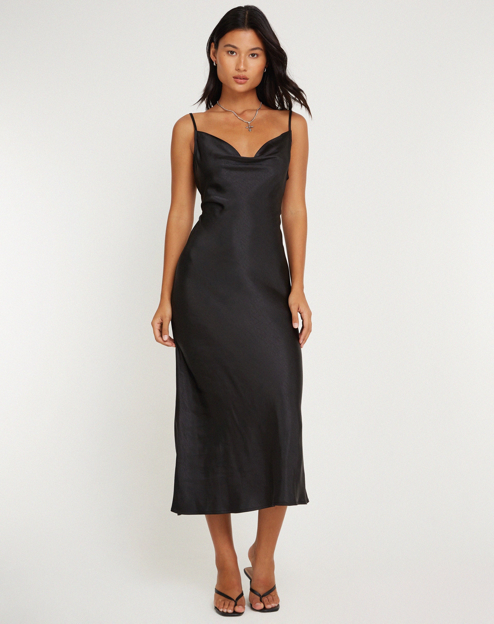 Image of Palasha Kleid aus Satin Schwarz