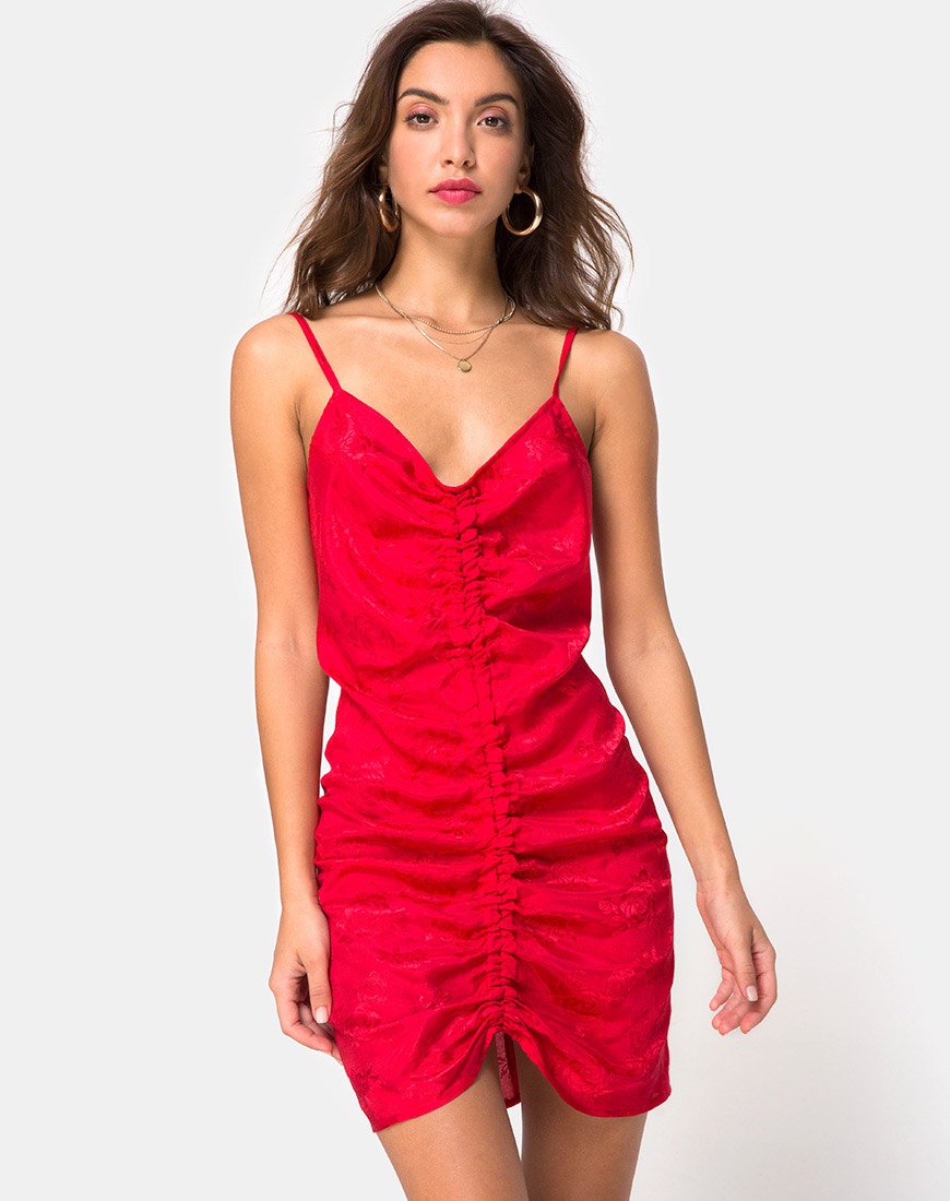Panthus Kleid in Satin Rot