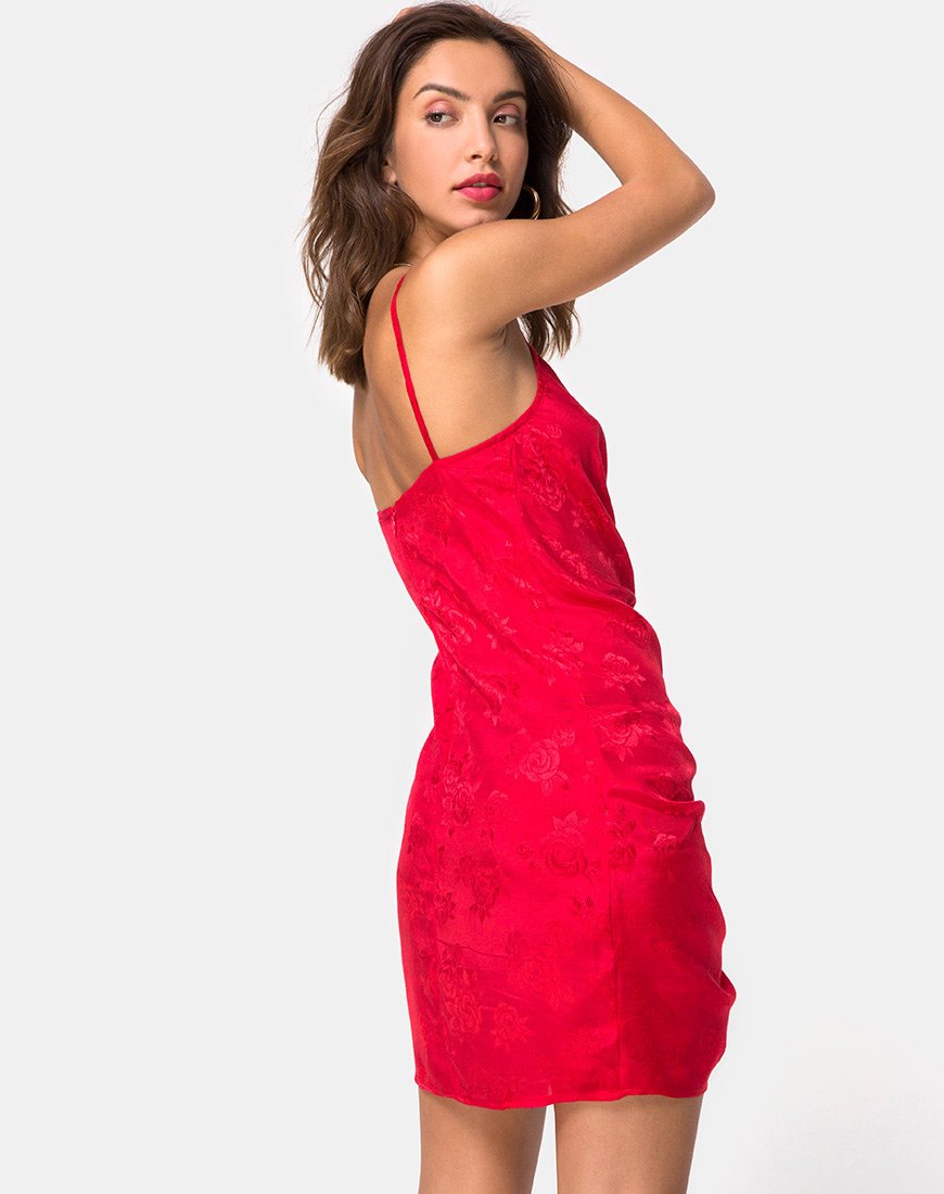 Panthus Kleid in Satin Rot