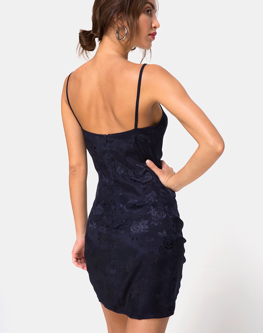 Bild von Panthus Slip Dress in Navy Satin Rose