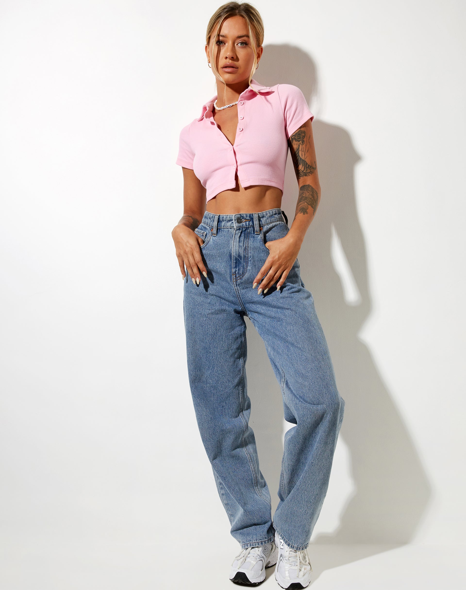 Bild von Panya Cropped Shirt in Rib Baby Pink