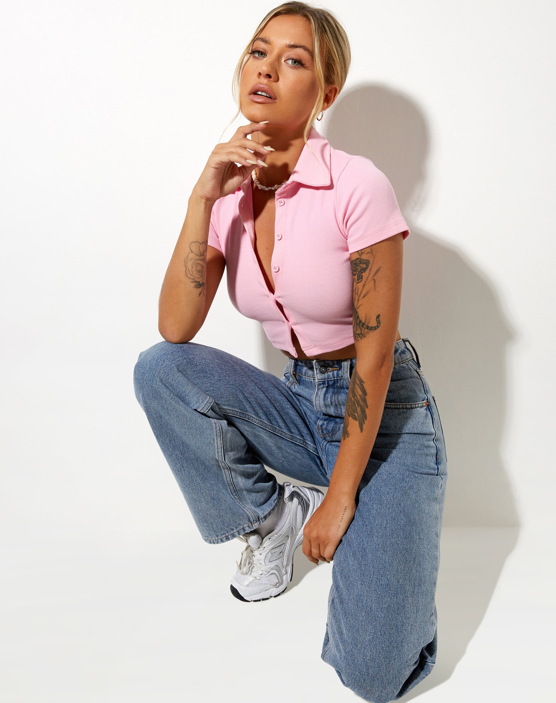 Bild von Panya Cropped Shirt in Rib Baby Pink