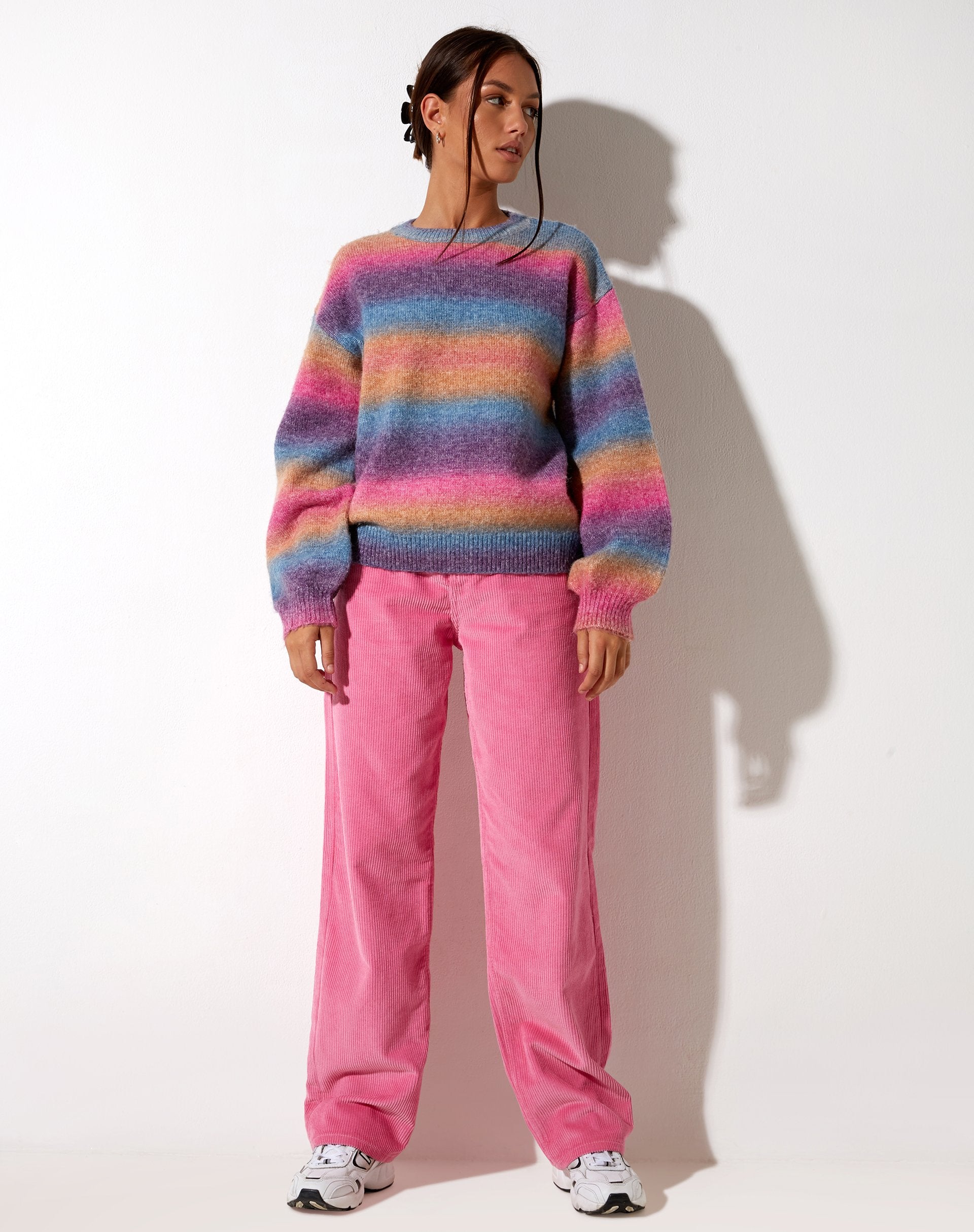 Bild der Parallel-Hose aus Cord Bubblegum Pink
