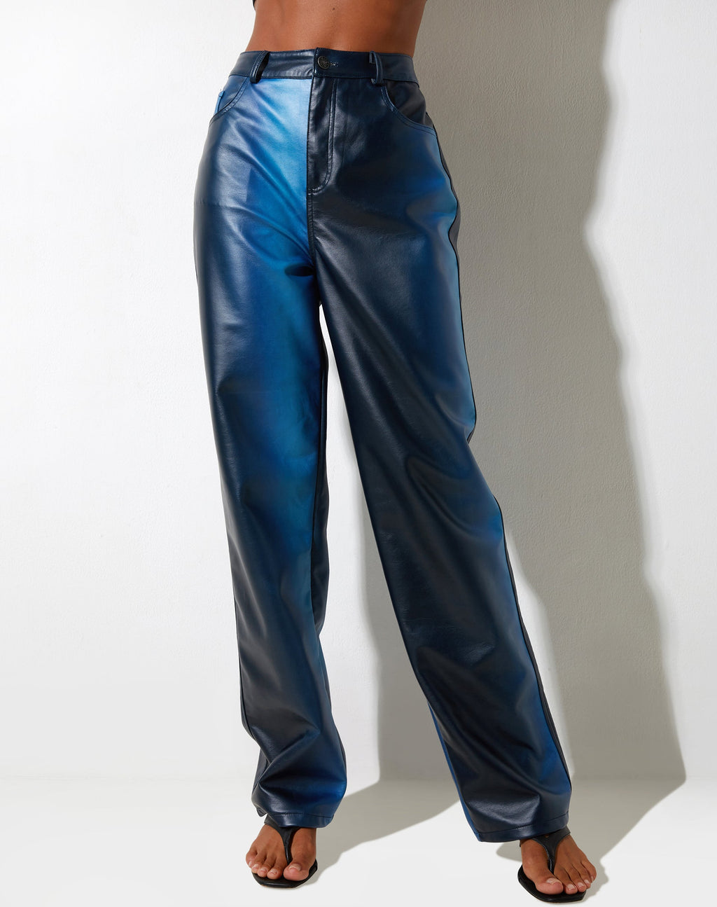 Parallele Hose aus PU Ombre Blau