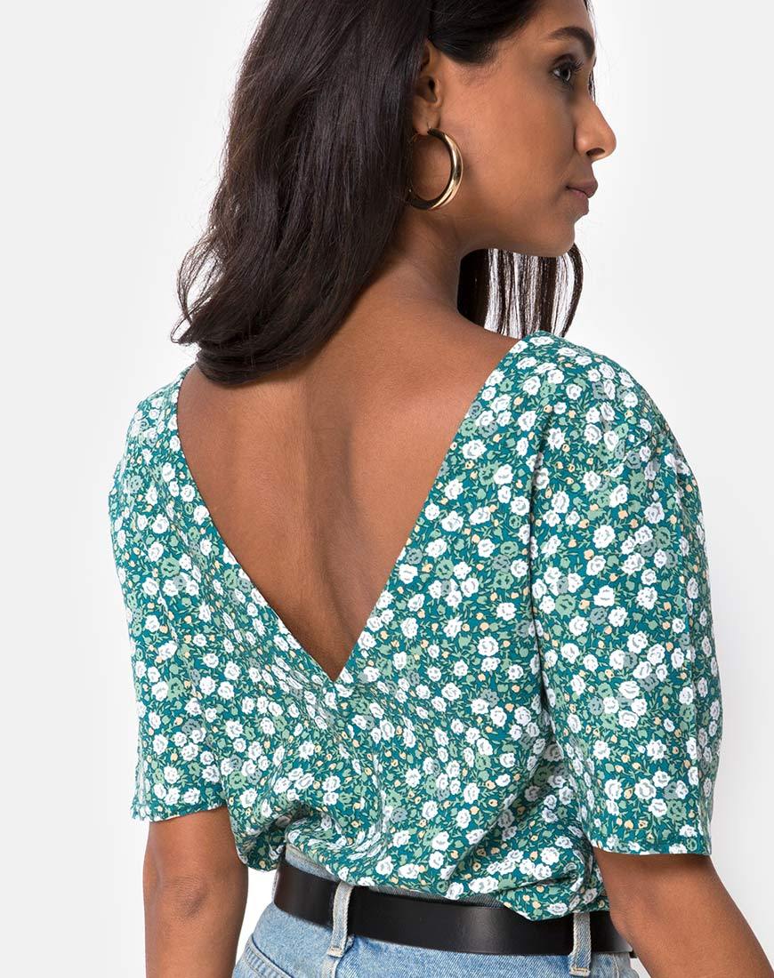 Parki Top in Grün mit Blumenmuster