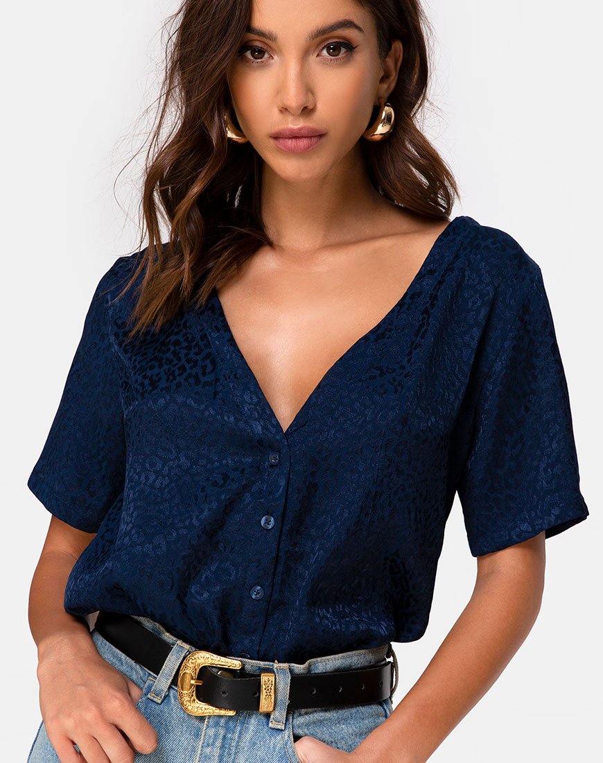 Parki Top aus Satin Gepard Navy