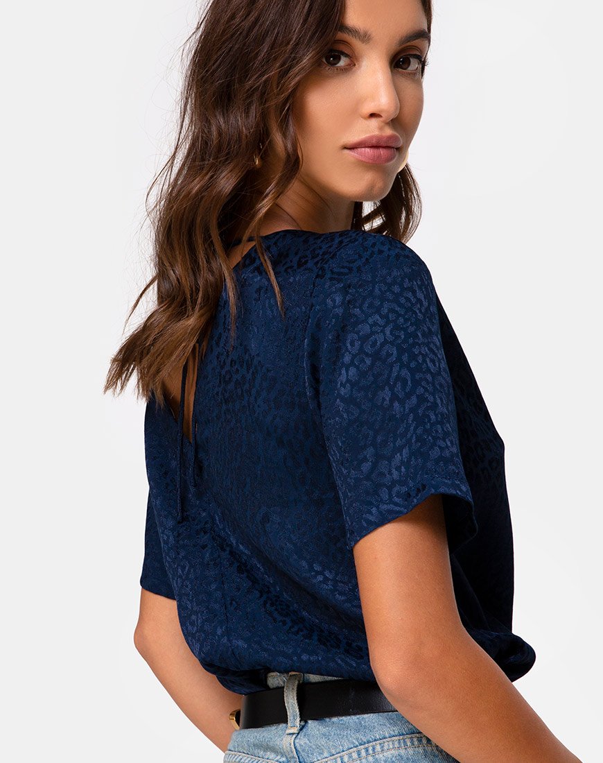 Parki Top aus Satin Gepard Navy