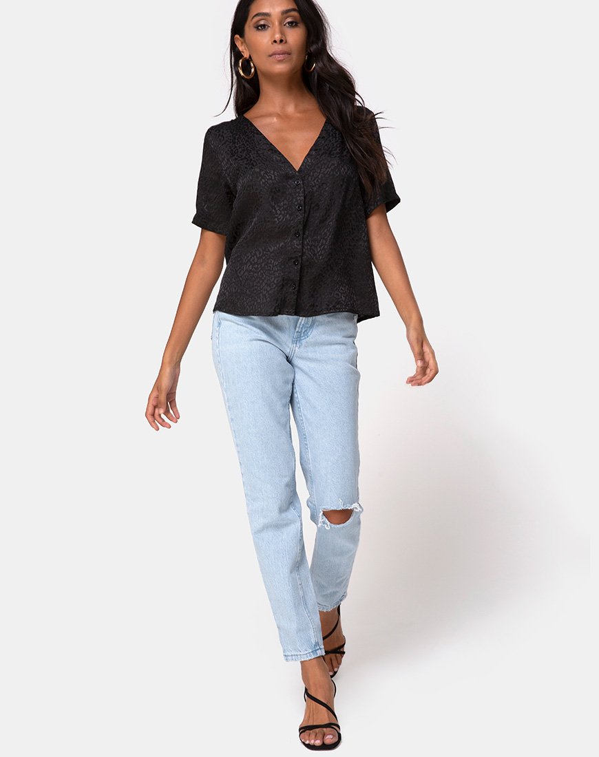 Image of Parki Top aus Satin Gepard Schwarz