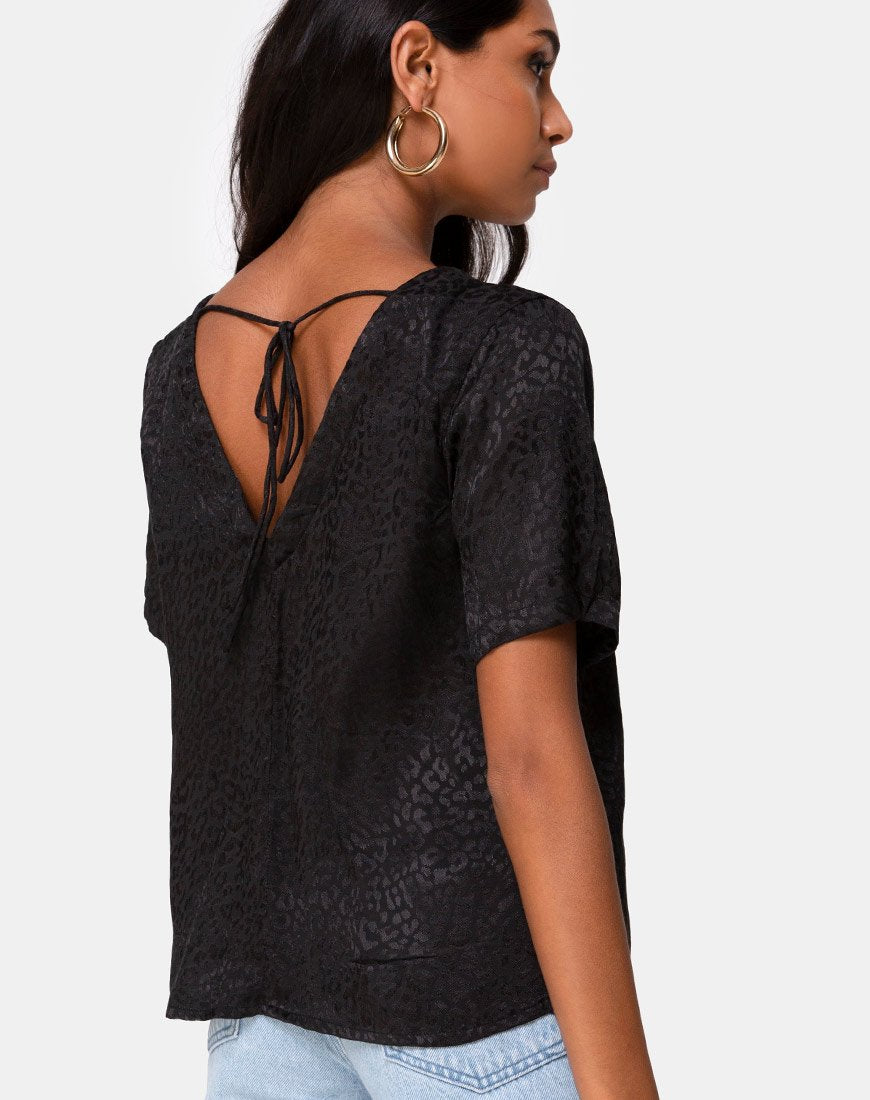 Image of Parki Top aus Satin Gepard Schwarz