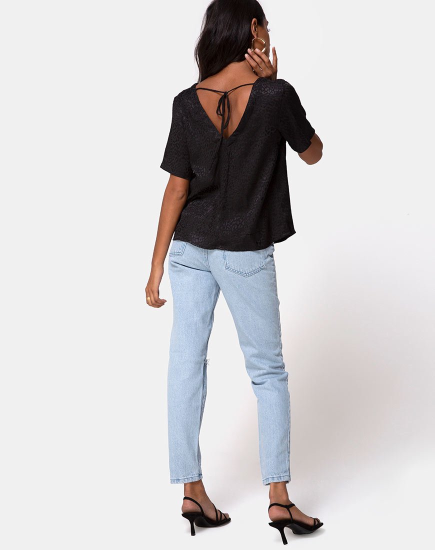 Image of Parki Top aus Satin Gepard Schwarz