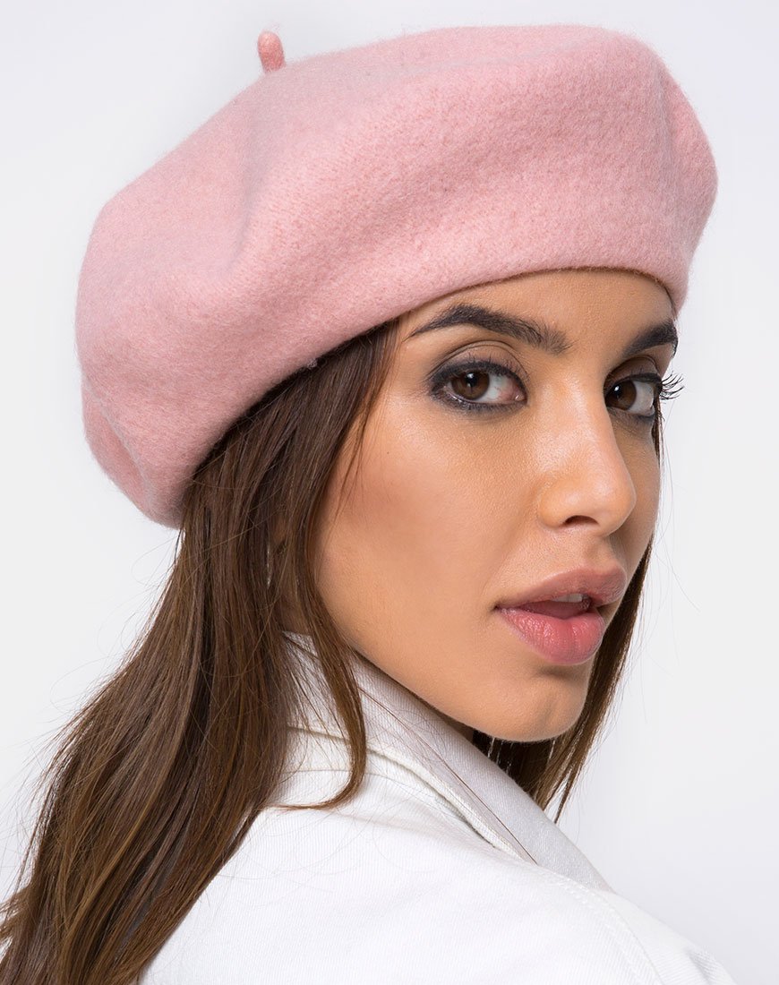 Woll-Barett-Mütze in Babyrosa