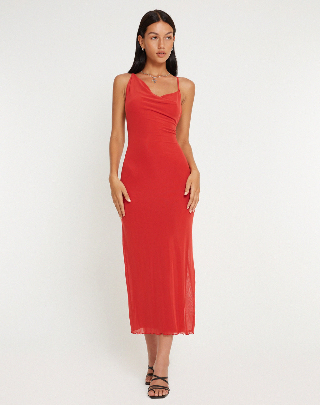 Pavira Maxikleid in Rot Lehm