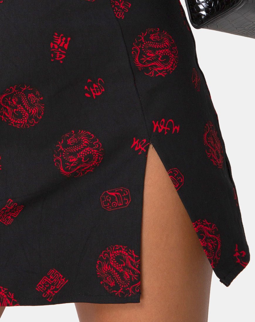 Bild von Pelmet Skirt in China Town Schwarz Rot