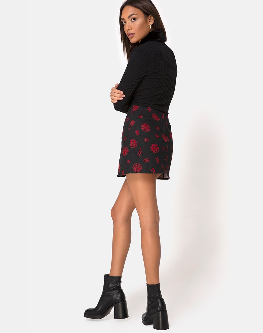 Bild von Pelmet Skirt in China Town Schwarz Rot