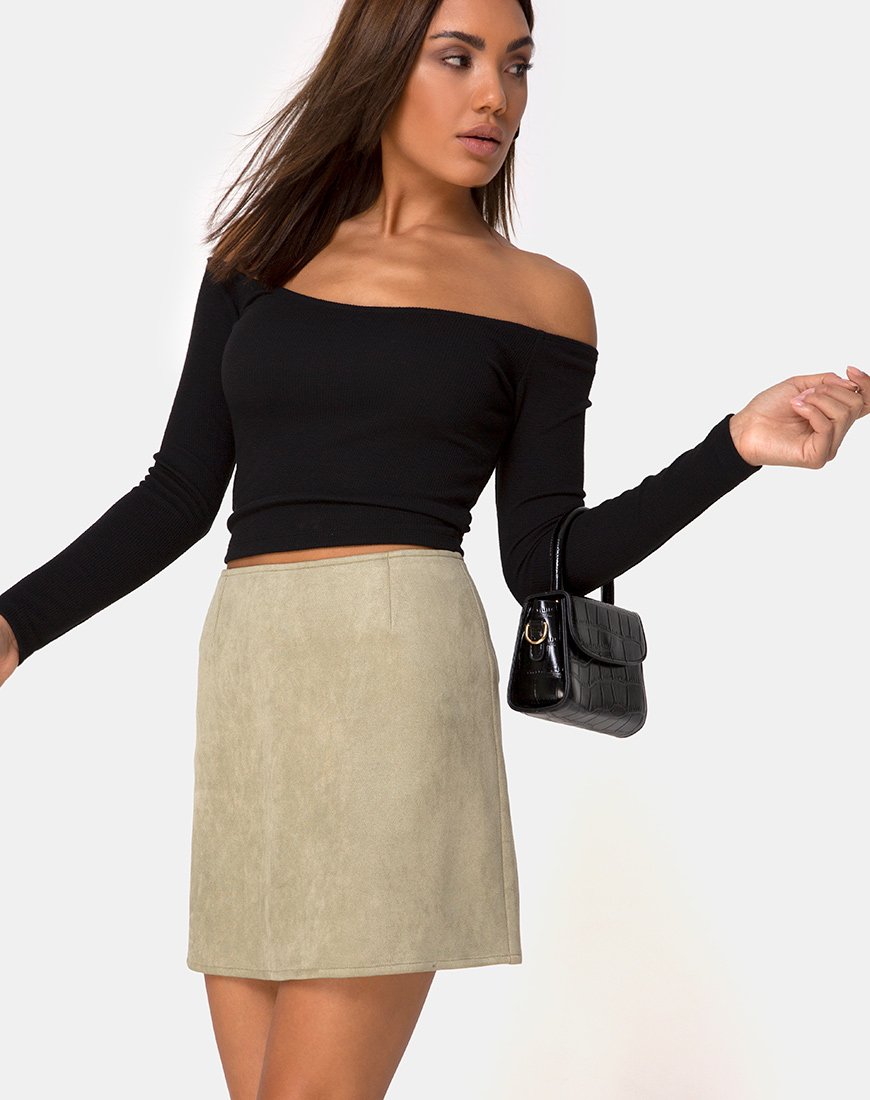 Pelmo-Rock aus Wildleder in Khaki