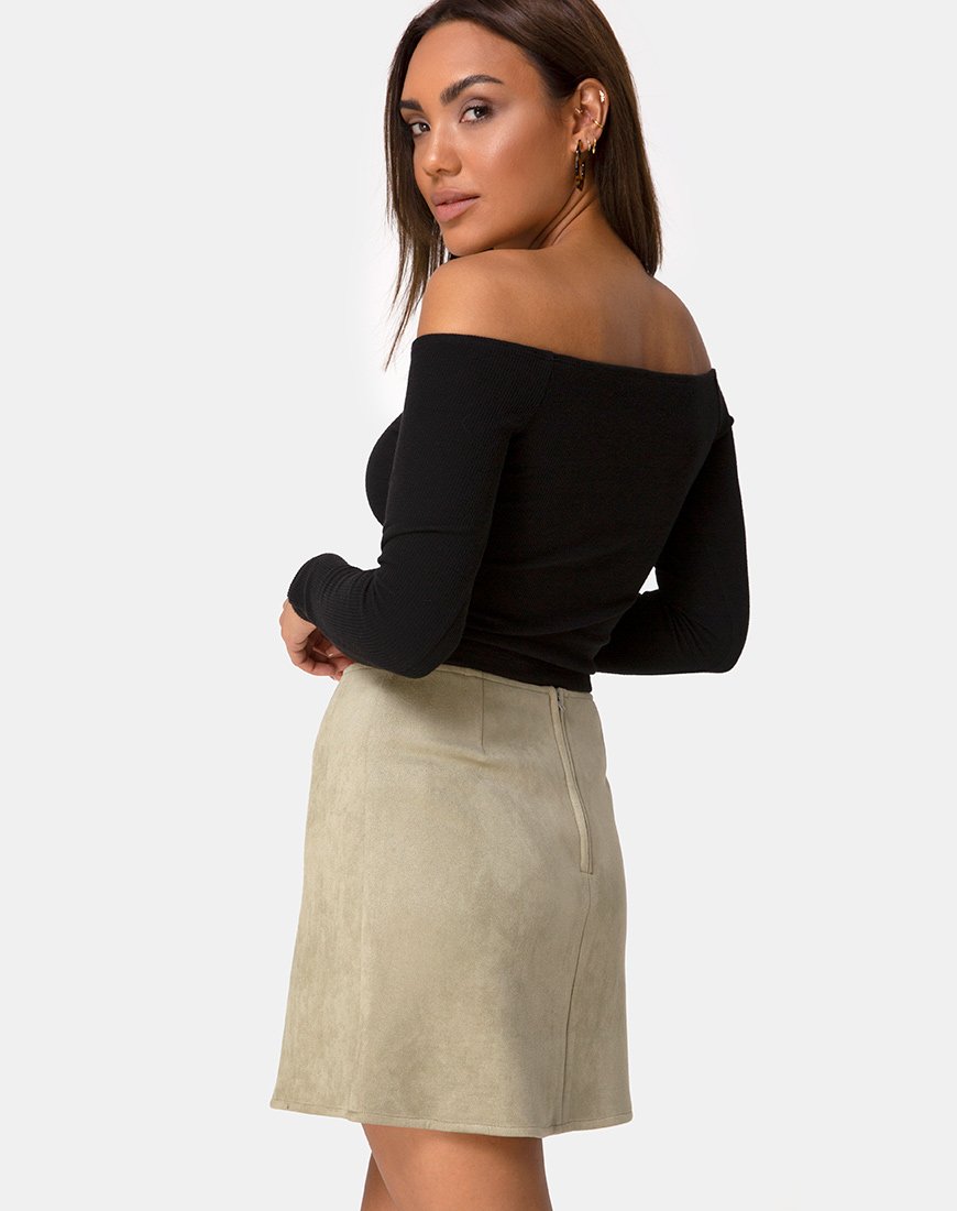 Pelmo-Rock aus Wildleder in Khaki