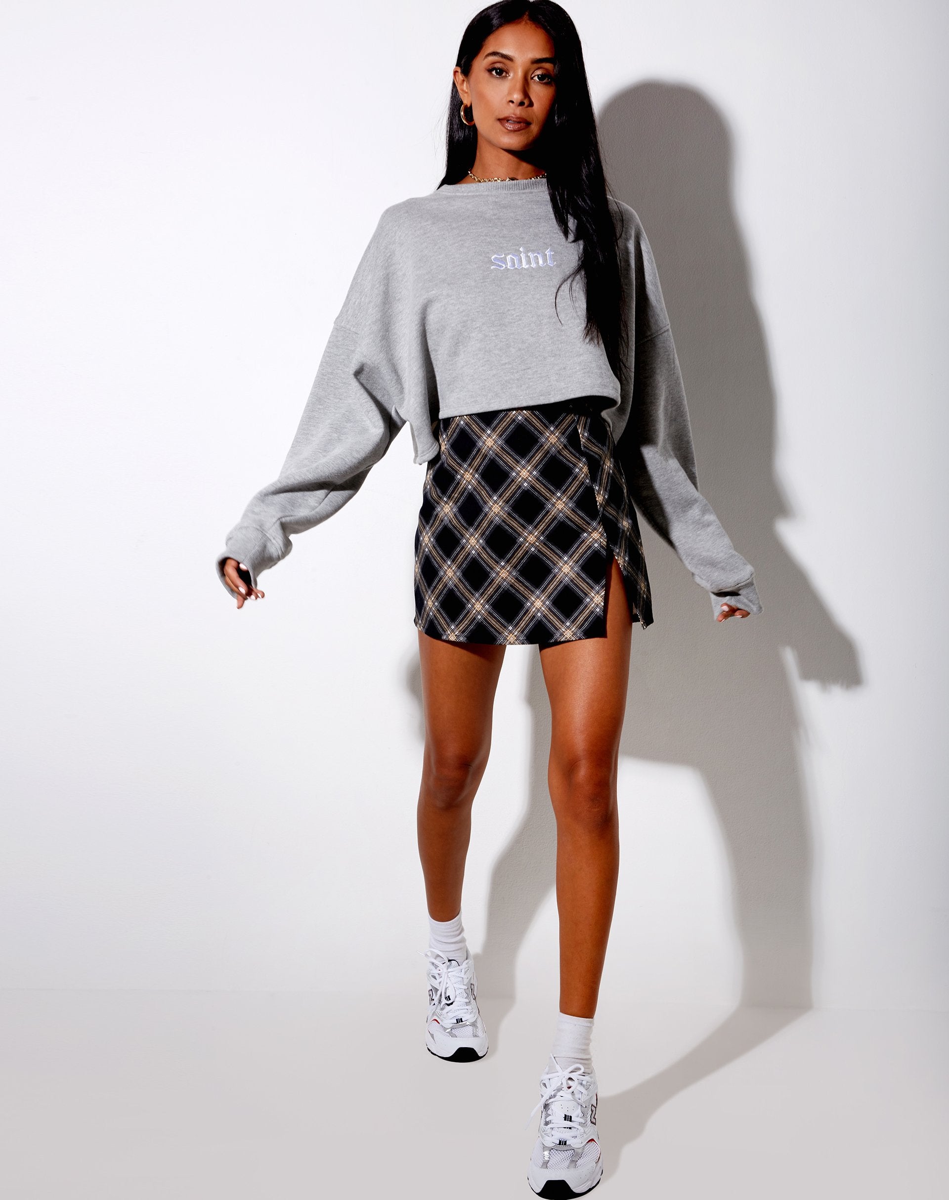 Bild von Pelmet Mini Rock in 20s Check Schwarz und Grau