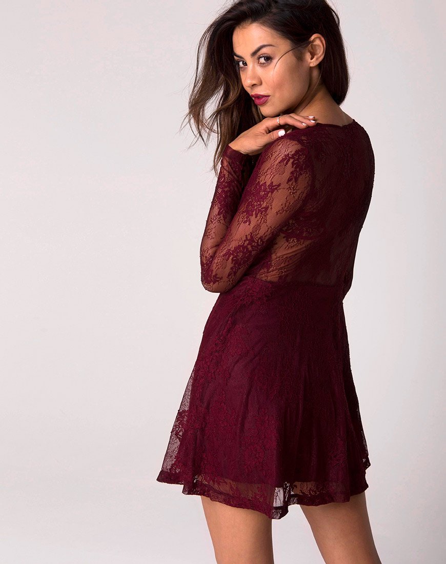 Penley Skaterkleid aus Femme-Spitze Maroon