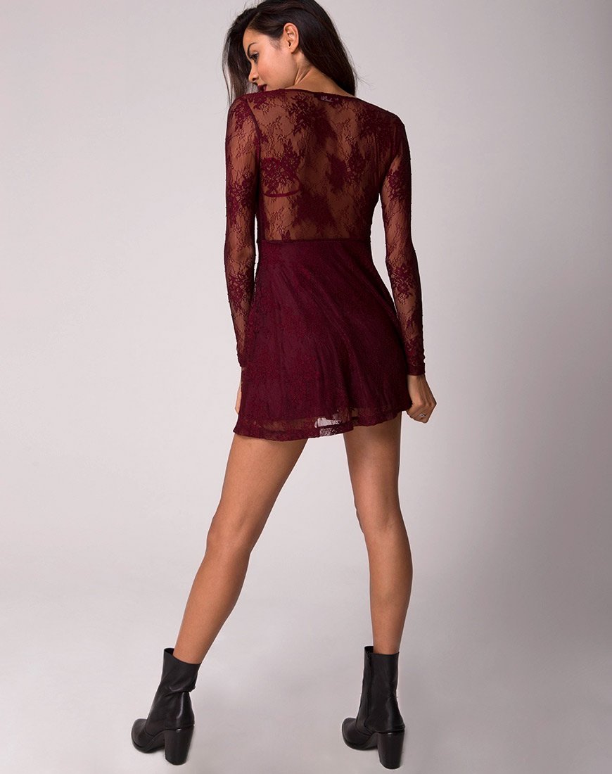 Image of Penley Skaterkleid aus Femme-Spitze Maroon
